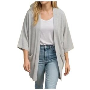 Donni Cardigan Women's One Size Gray Long Sleeve Open Front Pocket's Lightweight